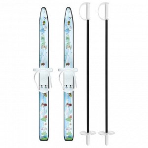 Лыжный комплект детский: пластиковые лыжи 75 см с насечкой, палки 75 см «Пыжики Зимние забавы»