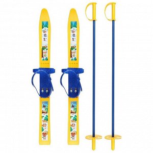 Лыжный комплект детский: пластиковые лыжи 66 см с насечкой, палки 75 см «Олимпик Зверята»