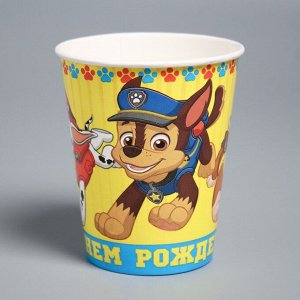 Paw Patrol Набор бумажных стаканов &quot;С днем рождения!&quot; Щенячий патруль, 250 мл, 10 шт