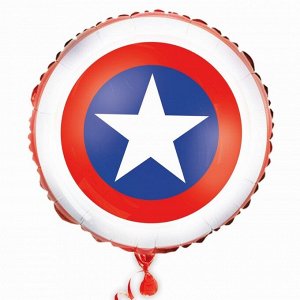 Шар фольгированный "Щит Капитана Америки", Мстители, круг.