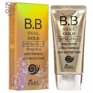 Ekel Snail Gold BB Cream SPF50+/PA+++  Антивозрастной BB крем для лица с фильтратом муцина улитки SPF 50+/PA+++ 50 мл
