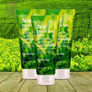 FarmStay 76 Green Tea Seed Premium Moisture Foam Очищающая пенка для умывания 100мл.