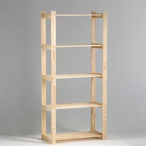 Стеллаж деревянный, 5 полок, 170x74x37.5 см, хвоя, усиленный, напольный, «Добропаровъ»