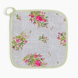 Набор кухонный Доляна Roses on linen: варежка 20х27 см, прихватка 19х19 см, 100% хл