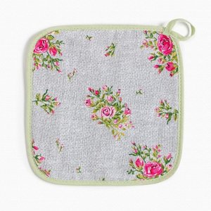 Набор кухонный Доляна Roses on linen: варежка-прихватка 20х27 см, прихватка 19х19 см, 100% хл