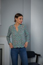 Дива.5 шифоновая блузка с принтом клевер 2 цвета