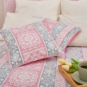 Чехол на подушку  "Инди" цв. серо-розовый 40*40 см, 100% хлопок