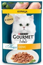 Gourmet Perle влажный корм для кошек Курица в соусе 75гр пауч