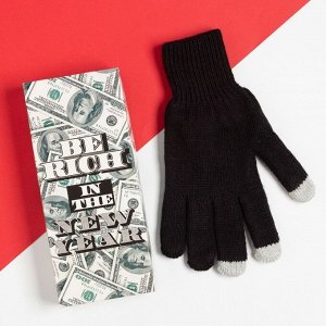 Мужские перчатки в подарочной коробке "Be rich" р.22