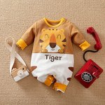 Комбинезон для мальчика, с длинным рукавом, принт &quot;Тигр&quot;, цвет коричневый/белый
