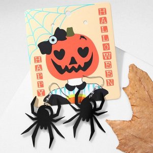 Серьги акрил "Хэллоуин" паук, цвет чёрный в серебре