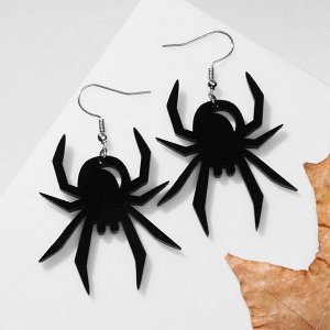 Queen fair Серьги акрил «Хэллоуин» паук, цвет чёрный в серебре