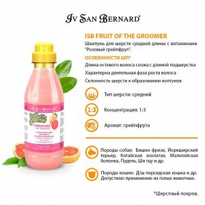 ISB Fruit of the Groomer Pink Grapefruit Шампунь для шерсти средней длины с витаминами 500 мл