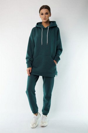 Костюм Костюм Kivviwear 4054-4053 изумрудный 
Состав: ПЭ-26%; Хлопок-70%; Эластан-4%;
Сезон: Осень-Зима

Костюм ОВЕРСАЙСЗ утепленный на флисе. Удлиненная худи Оверсайз модели 4054 с капюшоном на подк