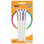 Ручки шариковые BIC &quot;Cristal Up Fun&quot;, НАБОР 4 ЦВЕТА (салатовый, розовый, фиолетовый, голубой), узел 1 мм, линия 0,32 мм, блистер, 949870