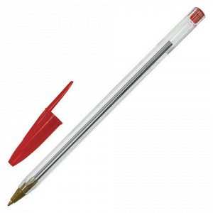 10 шт. ручка шариковая STAFF "Basic Budget BP-04", КРАСНАЯ, линия письма 0,5 мм, с штрихкодом, 143870