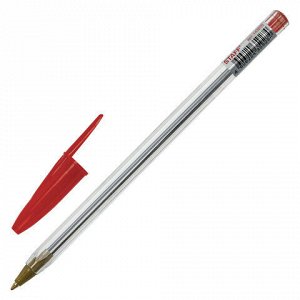 10 шт. ручка шариковая STAFF "Basic Budget BP-04", КРАСНАЯ, линия письма 0,5 мм, с штрихкодом, 143870