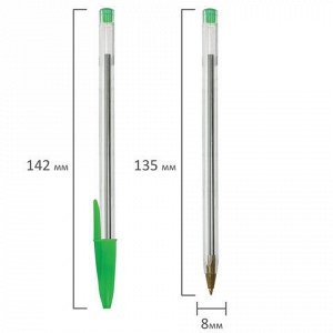 Ручка шариковая STAFF "Basic Budget BP-04", ЗЕЛЕНАЯ, линия письма 0,5 мм, с штрихкодом, 143871
