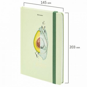 Блокнот с резинкой в клетку 96 л., А5 (145х203 мм), твердая обложка с фольгой, BRAUBERG, "Avocado", 113733