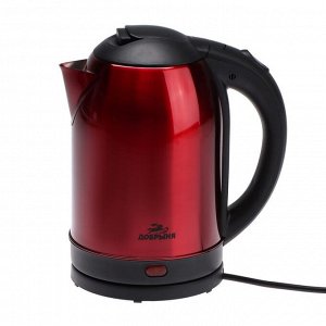 Чайник электрический "Добрыня" DO-1233R, металл, 2 л, 1800 Вт, красный