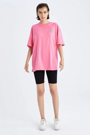 Defacto Fit Oversize-футболка с круглым вырезом и короткими рукавами