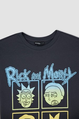 Cool Rick and Morty Licensed Oversize-футболка с круглым вырезом и принтом с короткими рукавами