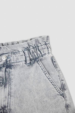 Мини-джинсовые шорты Paperbag Fit с высокой талией