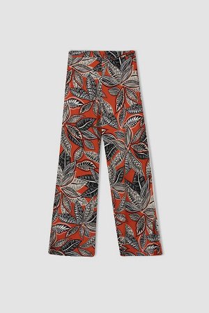 Широкие брюки палаццо из вискозы Defacto Fit с цветочным узором