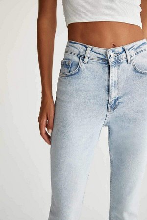 Двусторонние брюки с обрезанными джинсами с высокой талией