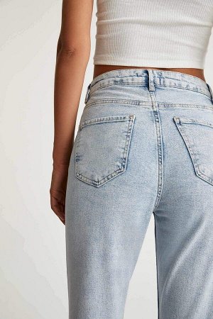Двусторонние брюки с обрезанными джинсами с высокой талией