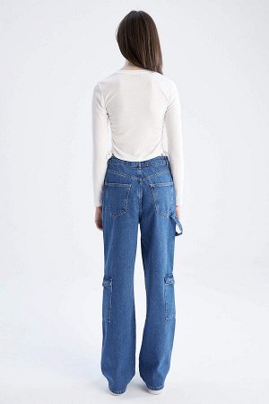 Широкие удлиненные джинсы-карго 90-х годов с высокой талией и широкими штанинами