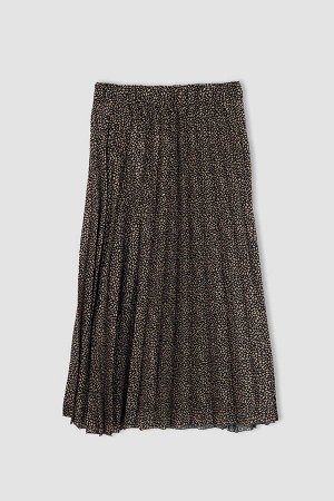 Традиционная плиссированная шифоновая юбка макси из крепа с вырезом и узором