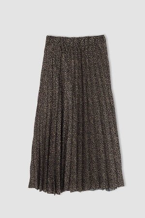 Традиционная плиссированная шифоновая юбка макси из крепа с вырезом и узором