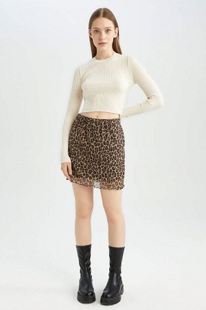 Мини-юбка в сеточку Cool Slim Fit с леопардовым принтом