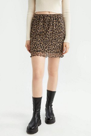 Мини-юбка в сеточку Cool Slim Fit с леопардовым принтом