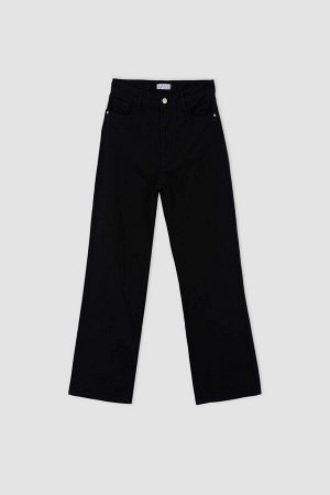 Широкие брюки из габардина с высокой талией и карманами
