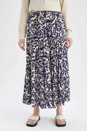 Макси-юбка из вискозы стандартного кроя с цветочным принтом