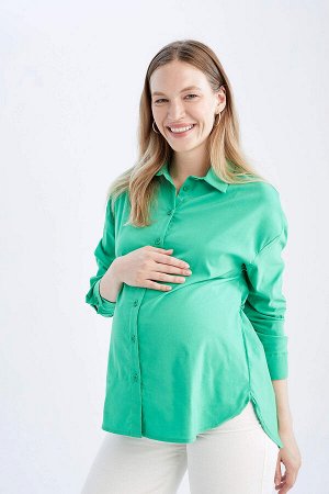 Рубашка для беременных из поплина стандартного кроя с длинными рукавами