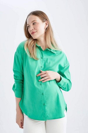 Рубашка для беременных из поплина стандартного кроя с длинными рукавами