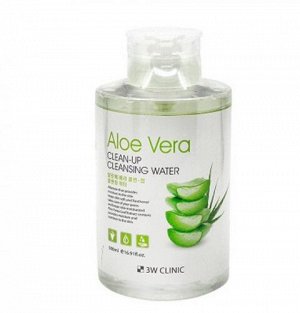 3W Clinic Средство для очищения и снятия макияжа с алоэ вера Aloe Vera Clean-Up Cleansing Water, 500 мл