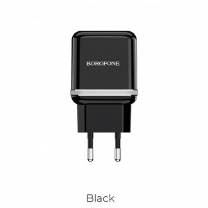 Зарядное устройство BOROFONE BA25A Outstanding 2*USB, 2.4A, черный
