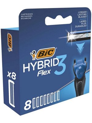 BIC 3 FLEX  HYBRID кассеты, 3 лезвия (8 шт.)