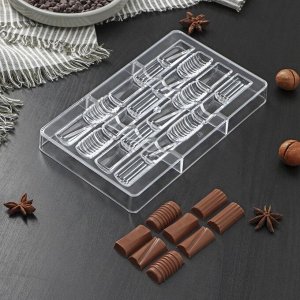 Форма для шоколада и конфет «Фигурный батончик», 20 ячеек, 20x12x2,5 см, ячейка 3,3x1,6x0,8 см