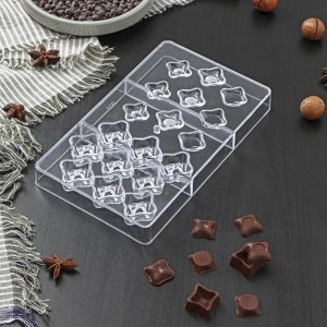 Форма для шоколада и конфет «Блеск», 18 ячеек, 20x12x2,5 см