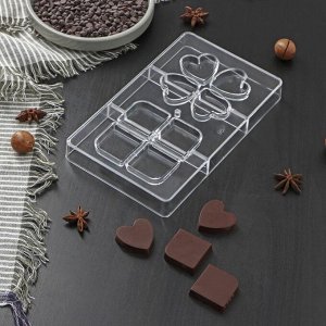 Форма для шоколада и конфет «Мерси», 8 ячеек, 20x12x2,5 см