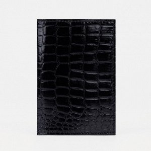Обложка для паспорта, 5 карманов для карт, крокодил, цвет чёрный 2923862