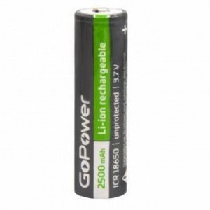 Аккумулятор Батарейки Li-ion GoPower 18650 3.7V 2500mAh без защиты с высоким контактом BL1
