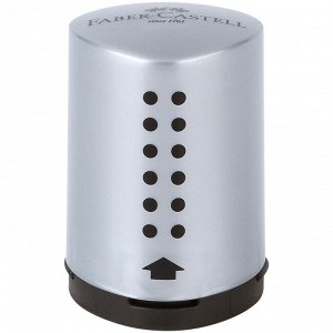 Точилка пластиковая Faber-Castell ""Grip 2001 Mini"" 1 отверстие, контейнер, серебряная