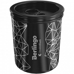 Точилка пластиковая Berlingo ""DoubleBlack"" 2 отверстия, контейнер, ассорти