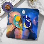Значки-неразлучники &quot;Инь и Ян&quot; девушки, цветные в золоте